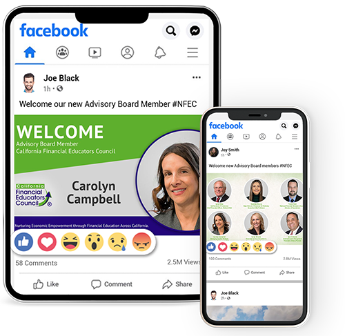 Social Media Promotions 500w The NFEC highlights the role of advisory board members and their contributions to financial wellness.
